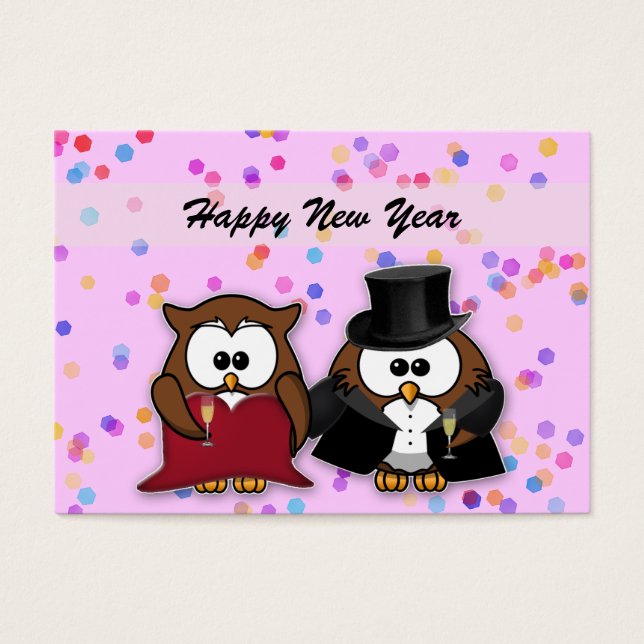 champagne owls visitekaartje (Voorkant)