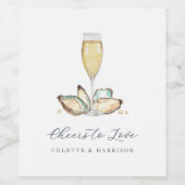 Champagne & Oysters "Hoera voor de liefde" Wijn Etiket (Enkel label)