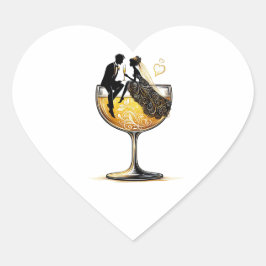 Champagne Paar Hart Sticker