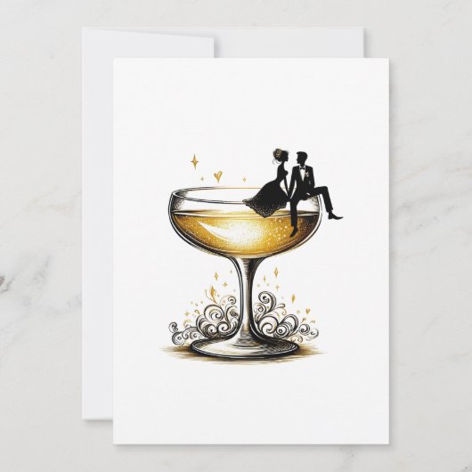 Champagne paar repetitie diner uitnodiging (Achterkant)