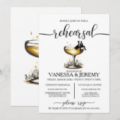 Champagne paar repetitie diner uitnodiging (Voorkant / Achterkant)