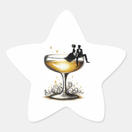 Champagne Paar Ster Sticker