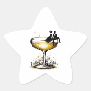 Champagne Paar Ster Sticker