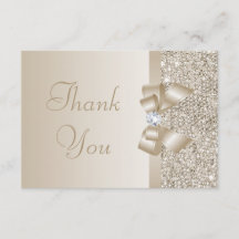 Champagne pailletten, Bow & Diamond Dank u