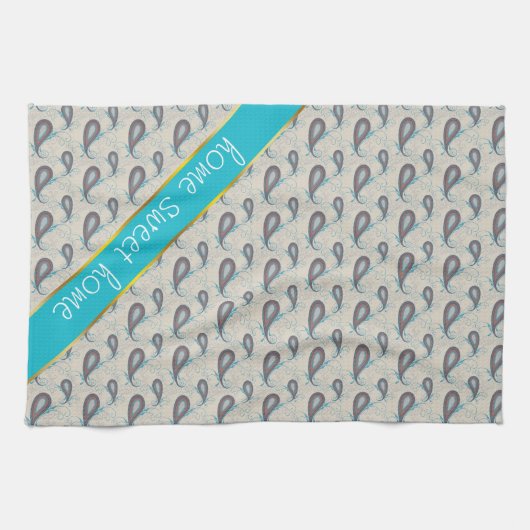 Champagne Paisley Pattern Theedoek (Horizontaal)