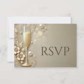 Champagne & Parel Bruiloftsborrel RSVP Kaartje (Achterkant)