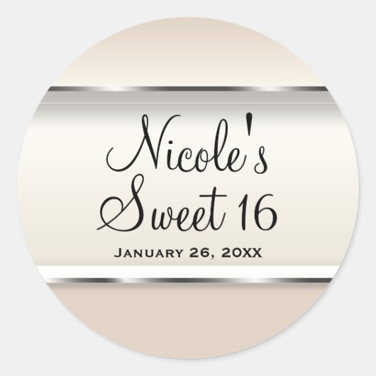 Champagne Parel Glans Chic Bruiloft Geschenk Ronde Sticker (Voorkant)