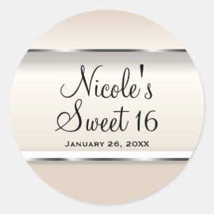 Champagne Parel Glans Chic Trouwfeest Favoriet Ronde Sticker