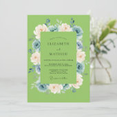 Champagne Parel Ranunculus Eucalyptus Bruiloft Kaart (Staand voorkant)