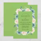 Champagne Parel Ranunculus Eucalyptus Bruiloft Kaart (Voorkant / Achterkant)