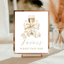 Champagne & Parels Bruiloftsborrel Favor Teken Poster