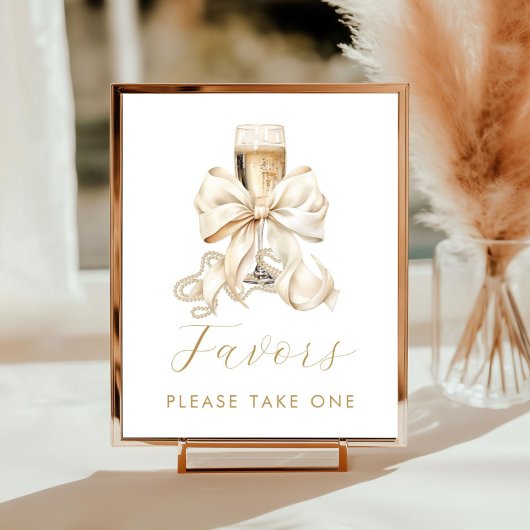 Champagne & Parels Bruiloftsborrel Favor Teken Poster