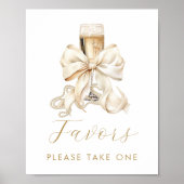 Champagne & Parels Bruiloftsborrel Favor Teken Poster (Voorkant)