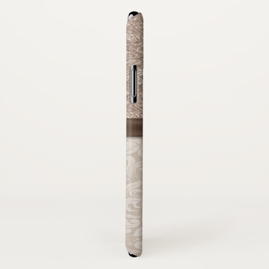 Champagne-Pareltjes, beige Damask en Ribbon Case-Mate iPhone Case (Achterkant / rechts)