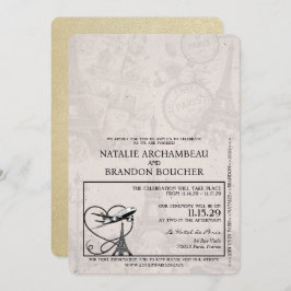 Champagne Parijs Paspoort Bruiloft Kaart