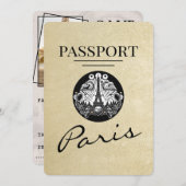 Champagne Paris Passport Bewaar de datum Save The Date (Voorkant / Achterkant)