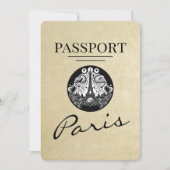 Champagne Paris Passport Bewaar de datum Save The Date (Voorkant)