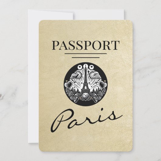 Champagne Paris Passport Bewaar de datum Save The Date (Voorkant)