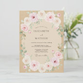 Champagne Pastel Roze Bloemblad Bruiloft Kaart (Staand voorkant)