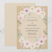 Champagne Pastel Roze Bloemblad Bruiloft Kaart (Voorkant / Achterkant)