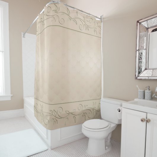 Champagne Patterned Design Douchegordijn (In situ)