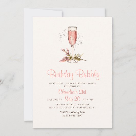 Champagne Peach Apricot Verjaardag Kaart (Voorkant)