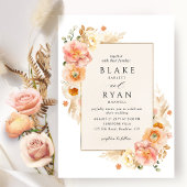 Champagne, Peach, Blush Cream Floral Chic Wedding  Kaart