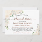 Champagne Peach Floral Wedding Rehearsal Dinner Kaart (Voorkant)