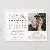 Champagne Peach Rozen Calendar & Photo Wedding Save The Date (Voorkant)