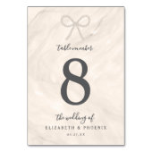 Champagne Pearl Bow Elegant Luxury Wedding Kaart (Achterkant)