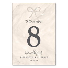 Champagne Pearl Bow Elegant Luxury Wedding Kaart