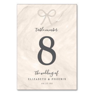 Champagne Pearl Bow Elegant Luxury Wedding Kaart