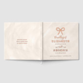 Champagne Pearl Bow Elegant Square Wedding Gastenboek (Volledig)