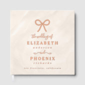Champagne Pearl Bow Elegant Square Wedding Gastenboek (Voorkant)