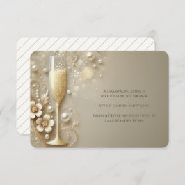 Champagne & Pearl Elegant Wedding Shower Informatiekaartje