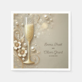Champagne & Pearl Elegant Wedding Shower Servet