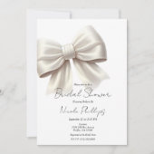 Champagne Pearl Ivory White Bow Vrijgezellenfeest Kaart (Voorkant)