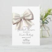 Champagne Pearl Ivory White Bow Vrijgezellenfeest Kaart (Staand voorkant)