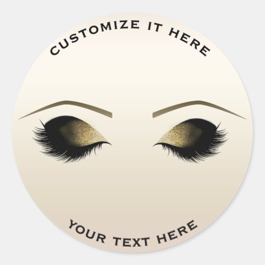 Champagne Pearl Shimmer Makeup Eyelashes Ronde Sticker (Voorkant)