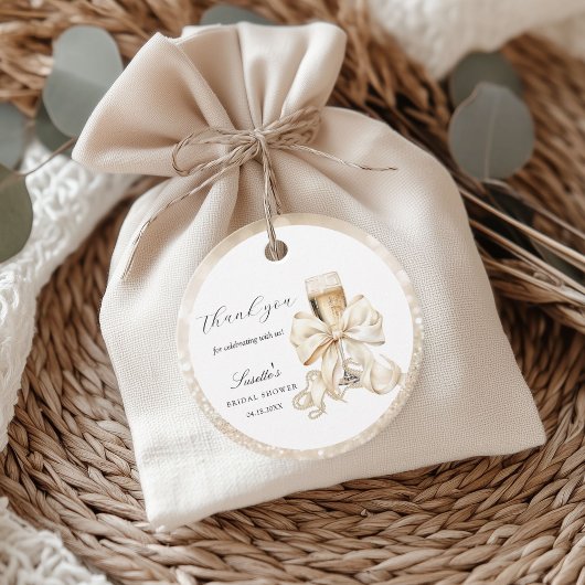 Champagne & Pearls Bridal Shower Thank you Bedankjes Labels