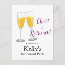 Champagne pensioenfeest uitnodiging briefkaart