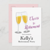 Champagne pensioenfeest uitnodiging briefkaart (Voorkant / Achterkant)