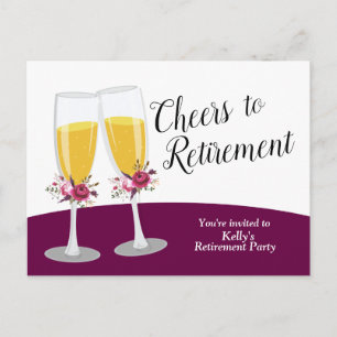 Champagne pensioenfeest uitnodiging briefkaart