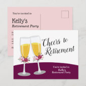 Champagne pensioenfeest uitnodiging briefkaart (Voorkant / Achterkant)