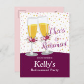 Champagne pensioenfeest uitnodiging briefkaart (Voorkant / Achterkant)