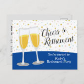 Champagne pensioenfeestje uitnodiging briefkaart (Voorkant / Achterkant)