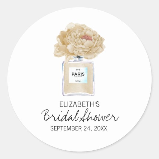 Champagne Peonies en Vrijgezellenfeest van parfum Ronde Sticker (Voorkant)