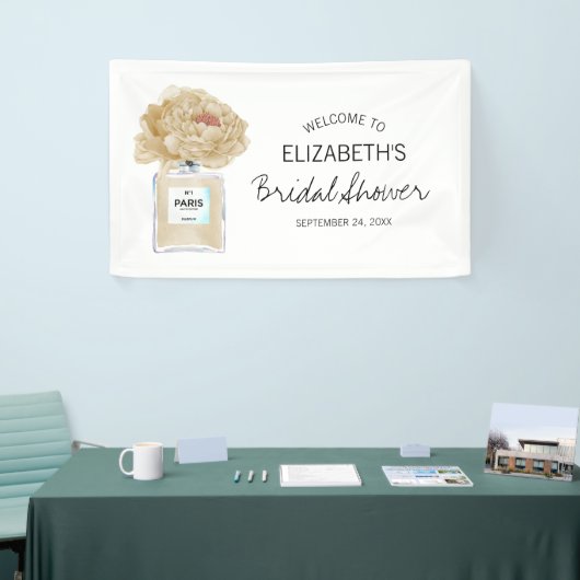 Champagne Peonies Floral Vrijgezellenfeest Welkom Spandoek (Beurs)