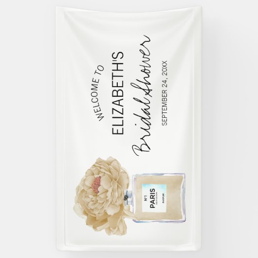 Champagne Peonies Floral Vrijgezellenfeest Welkom Spandoek (Verticaal)