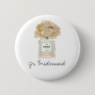 Champagne Peonies & Perfume Jr. Bridesmaid Ronde Button 5,7 Cm